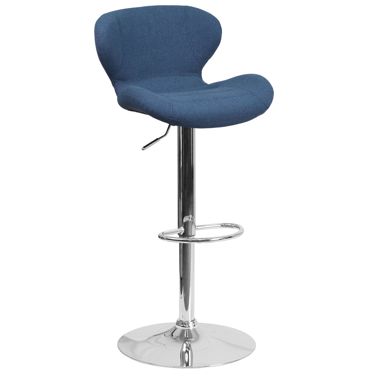 Merrick Lane Quincy Adjustable Height Barstool Contemporary Bar Height Stool with Curved Back and Metal Base with Footrest